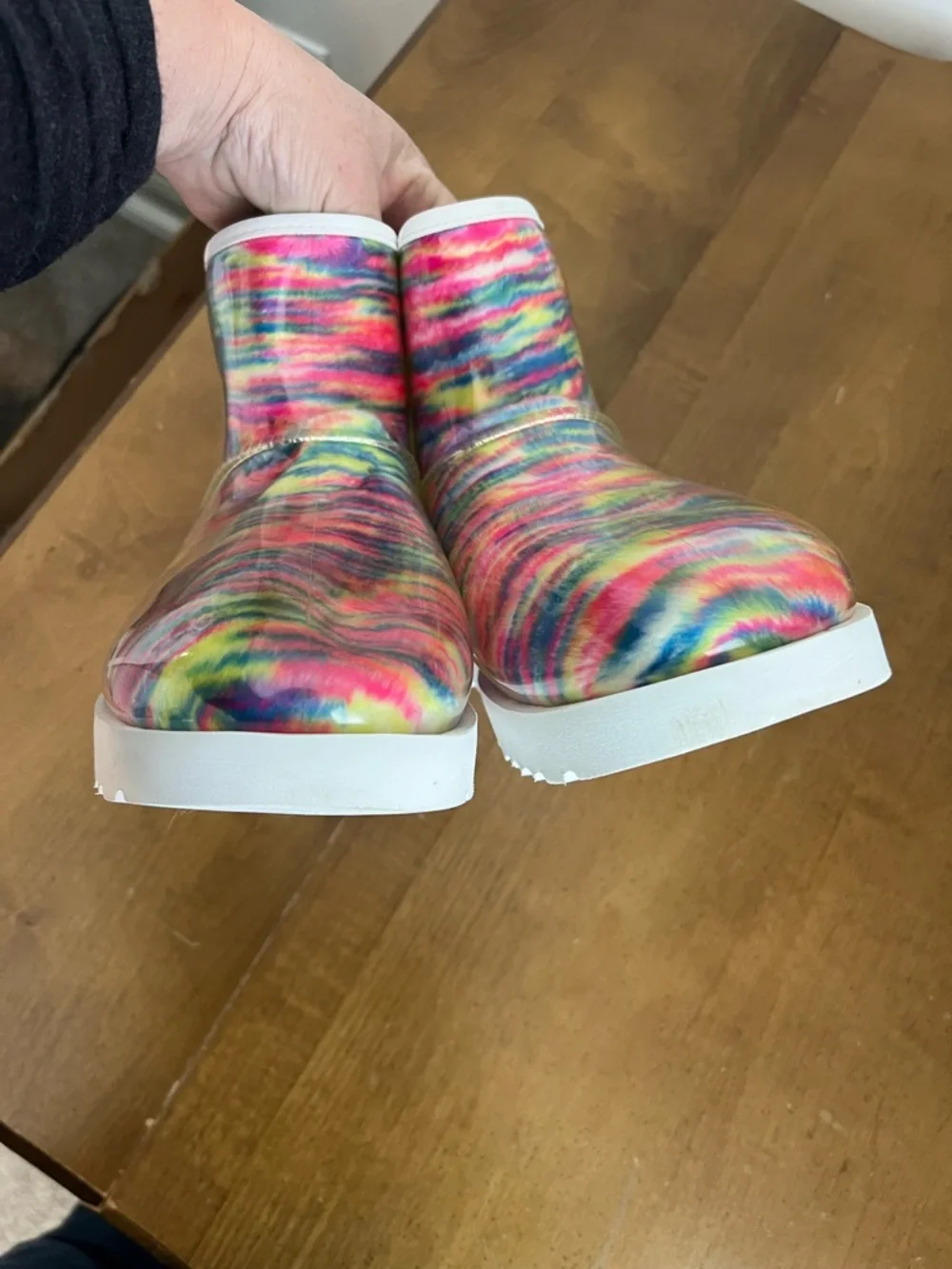 UGG Classic Clear Mini Rainbow Multi Color Waterproof Boots 1127054 Womens‎ 8